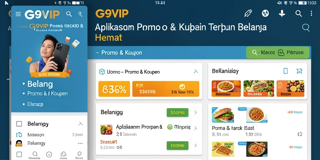Tampilan antarmuka G9VIP dengan berbagai pilihan Promo & Kupon.