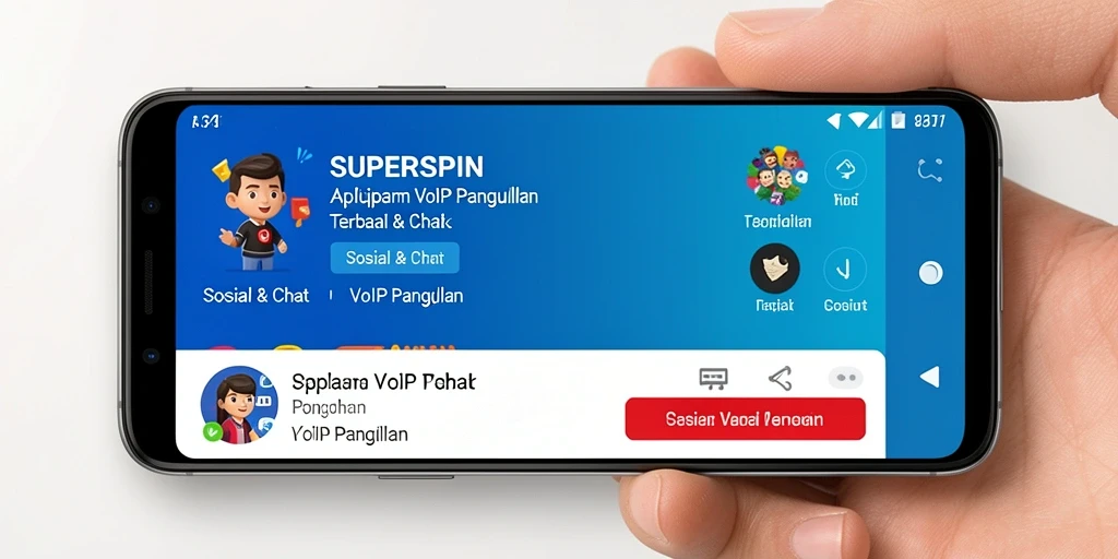 Screenshot antarmuka SUPERSPIN dengan fitur VoIP Panggilan yang menarik.