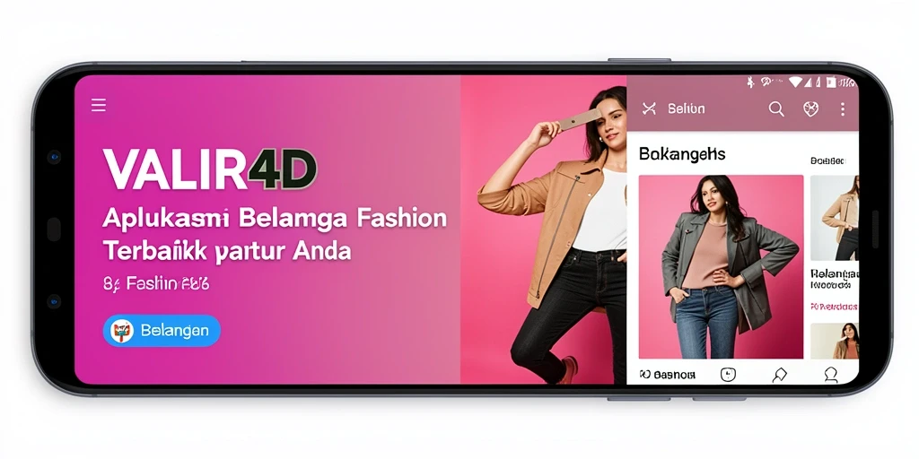 Antarmuka aplikasi VALIR4D dengan berbagai pilihan fashion terkini.